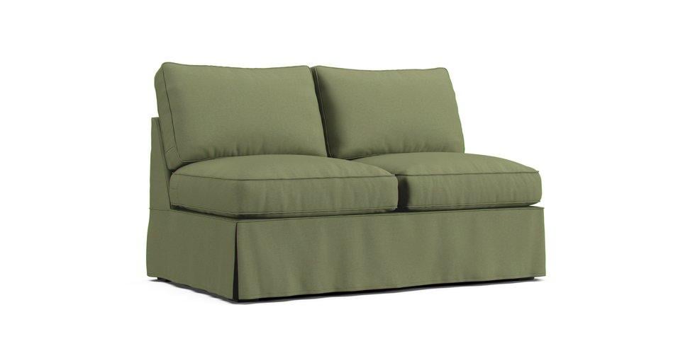 PB Basic Armless Loveseat Slipcover - Care+ Canvas Sage