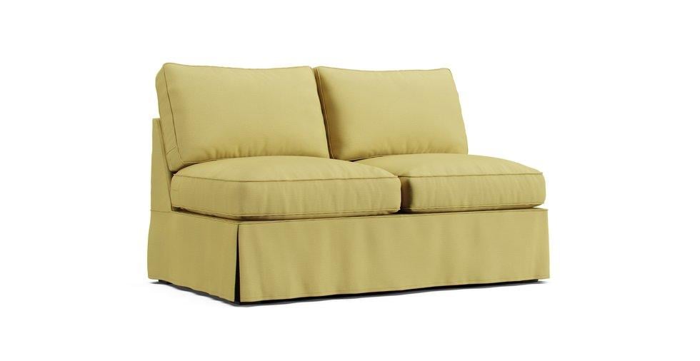 PB Basic Armless Loveseat Slipcover - Care+ Tweed Amber