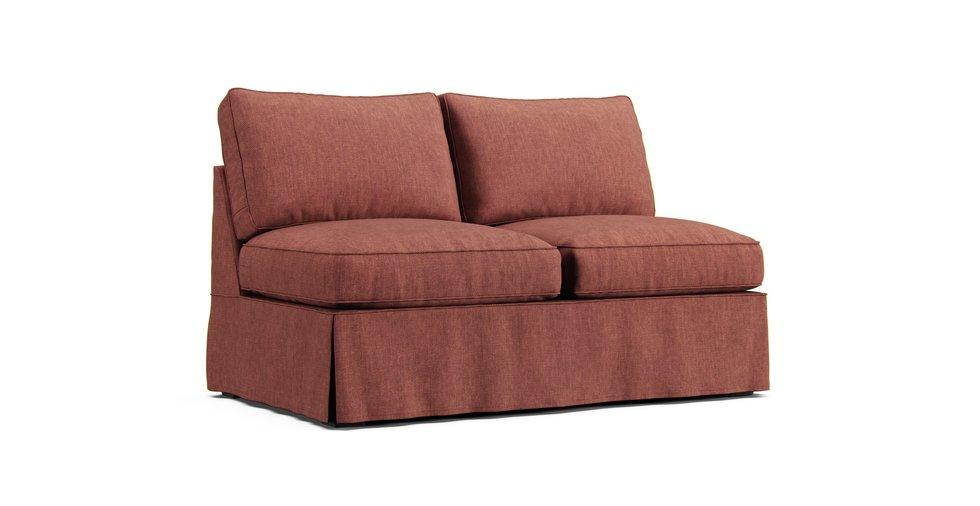 PB Basic Armless Loveseat Slipcover - Care+ Tweed Sunset