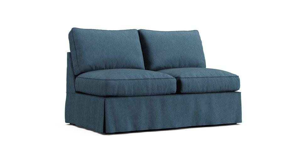 PB Basic Armless Loveseat Slipcover - Care+ Tweed Teal