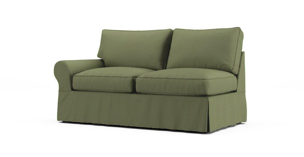 PB Basic Left/Right Arm Loveseat Slipcover - Care+ Canvas Sage