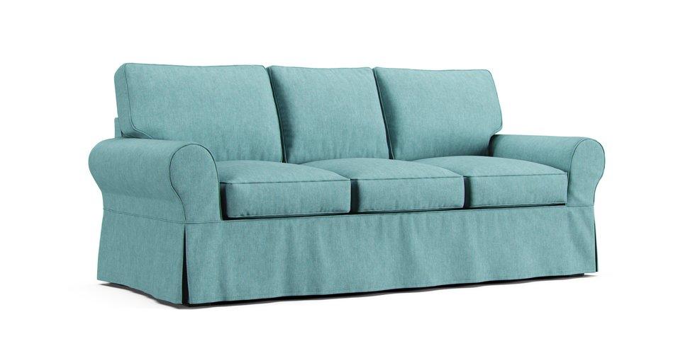 PB Basic Sleeper Sofa Slipcover - Care+ Tweed Mineral Blue