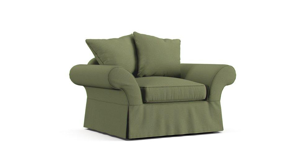 PB Charleston Chair-and-a-Half Slipcover - Care+ Canvas Sage