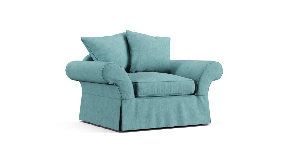 PB Charleston Chair-and-a-Half Slipcover - Care+ Tweed Mineral Blue