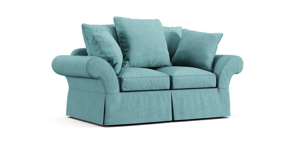 PB Charleston Loveseat 71" Slipcover - Care+ Tweed Mineral Blue