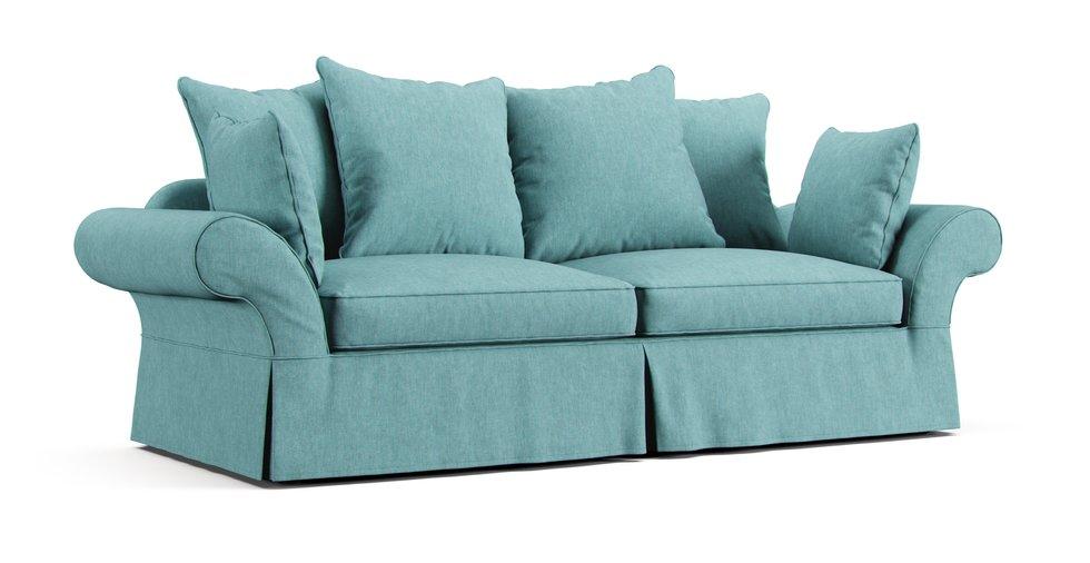 PB-Charleston Queen Sleeper Sofa Slipcover - Care+ Tweed Mineral Blue