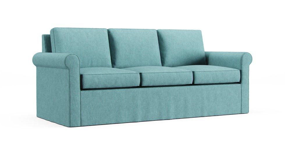 Cameron Roll Arm Sofa Slipcover - Care+ Tweed Mineral Blue