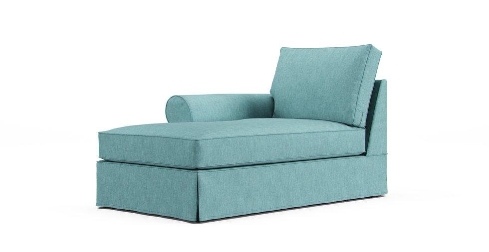 PB Comfort Roll Arm Left/Right Arm Chaise Slipcover - Care+ Tweed Mineral Blue