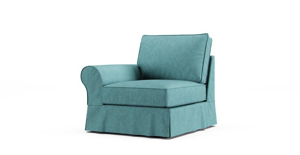 PB Comfort Roll Arm Left/Right Arm Chair Slipcover - Care+ Tweed Mineral Blue