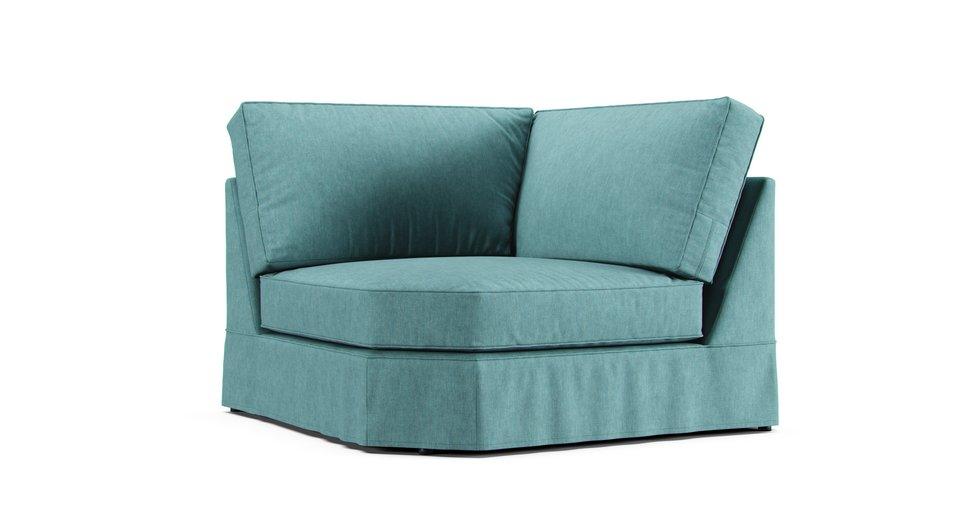 PB Comfort Roll Arm Wedge Seat Slipcover - Care+ Tweed Mineral Blue