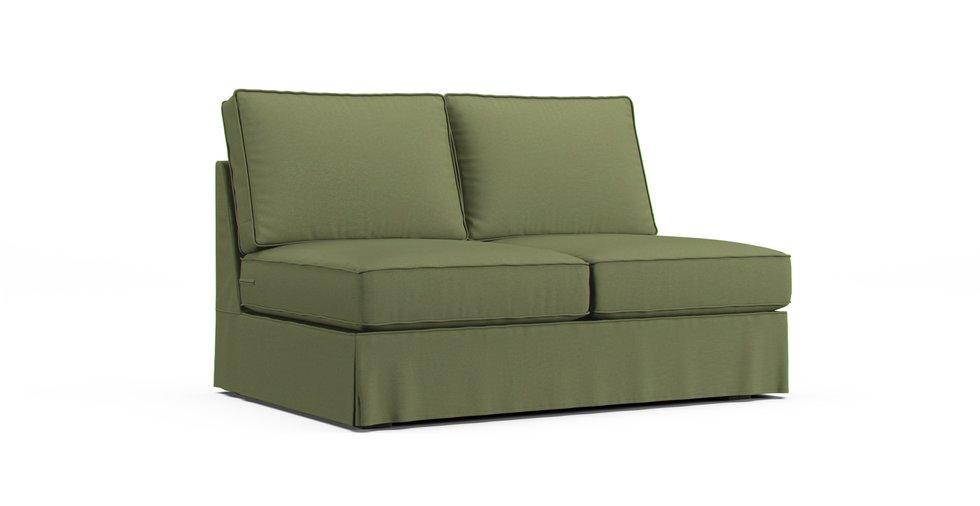 PB Comfort Roll Arm Armless Loveseat Slipcover - Care+ Canvas Sage