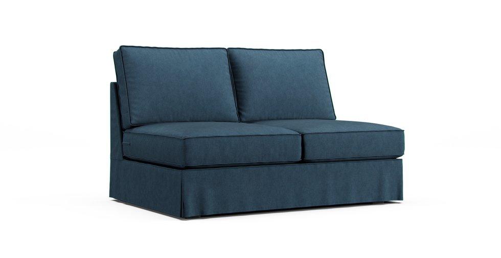 PB Comfort Roll Arm Armless Loveseat Slipcover - Care+ Tweed Teal