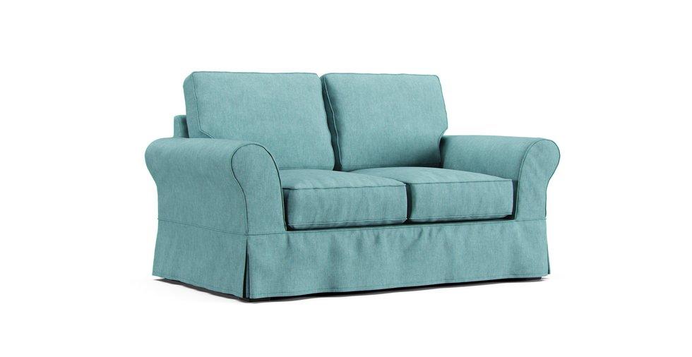 PB Comfort Roll Arm Loveseat Slipcover - Care+ Tweed Mineral Blue