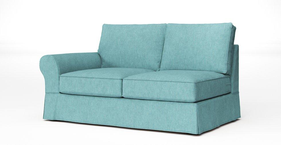PB Comfort Roll Arm Left/Right Arm Loveseat Slipcover - Care+ Tweed Mineral Blue