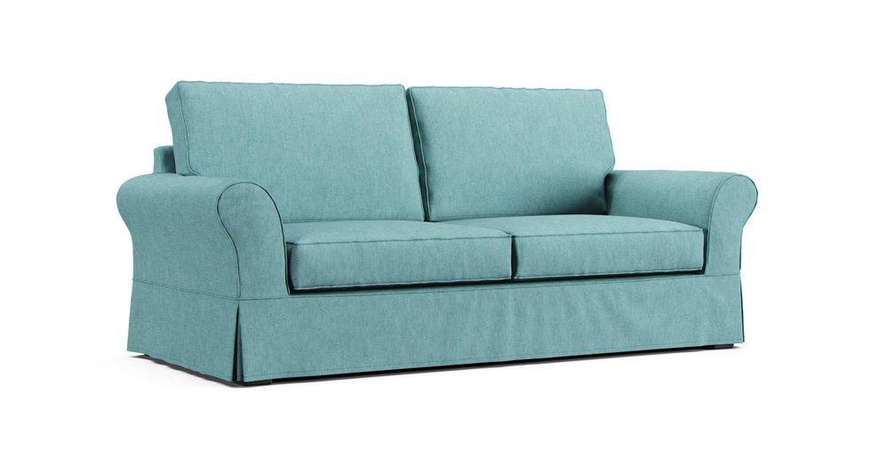 PB Comfort Roll Arm Sleeper Sofa Slipcover - Care+ Tweed Mineral Blue