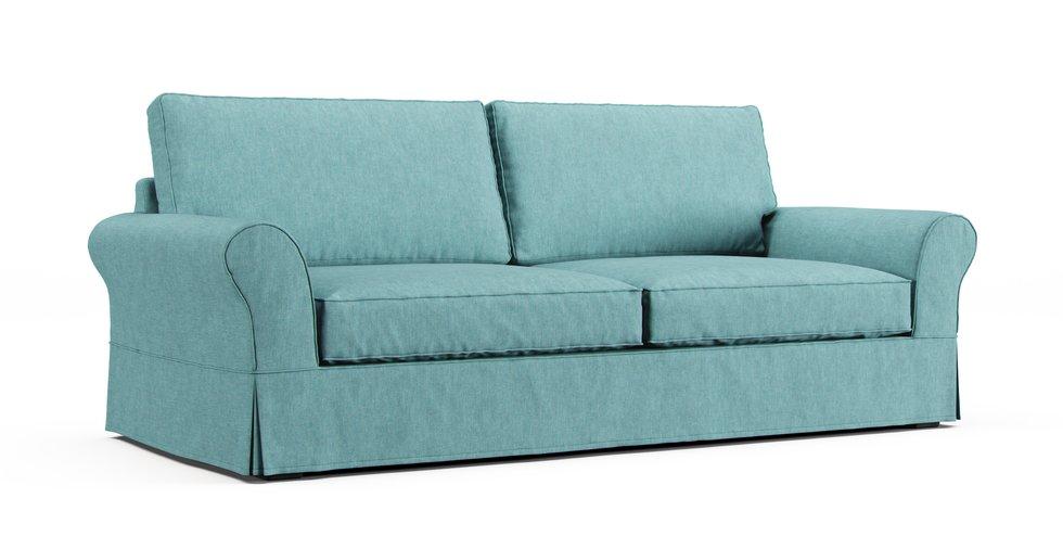 PB Comfort Roll Arm Grand Sofa Slipcover - Care+ Tweed Mineral Blue