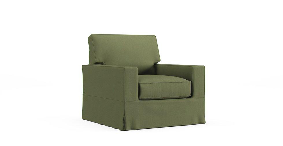 PB Comfort Square Arm Armchair Slipcover - Care+ Canvas Sage