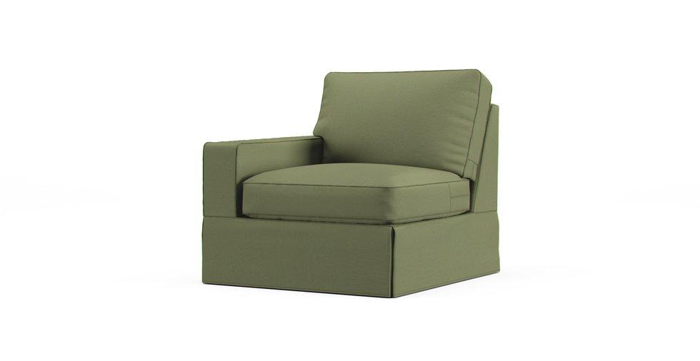 PB Comfort Square Arm Left/Right Armchair Slipcover - Care+ Canvas Sage