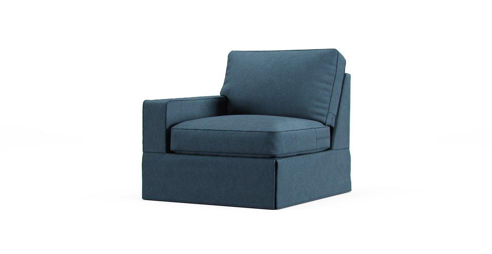 PB Comfort Square Arm Left/Right Armchair Slipcover - Care+ Tweed Teal