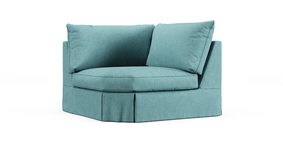 PB Comfort Square Arm Wedge Seat Slipcover - Care+ Tweed Mineral Blue