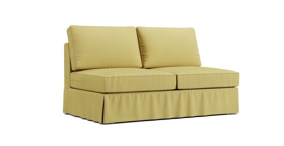 PB Comfort Square Arm Armless Loveseat Slipcover - Care+ Tweed Amber