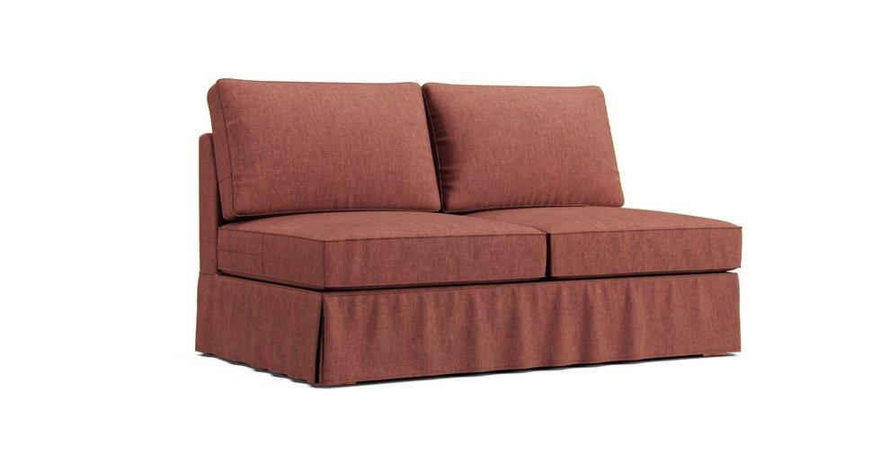 PB Comfort Square Arm Armless Loveseat Slipcover - Care+ Tweed Sunset