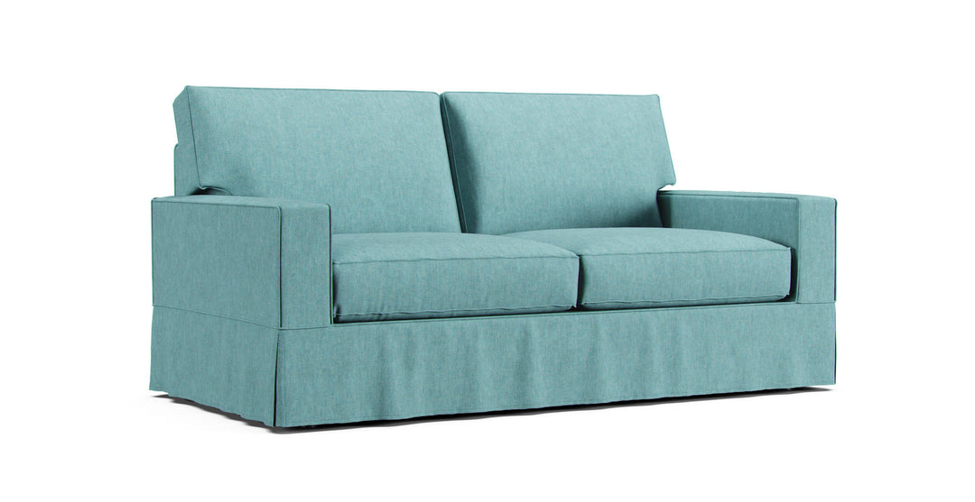 PB Comfort Square Arm Sofa Slipcover - Care+ Tweed Mineral Blue