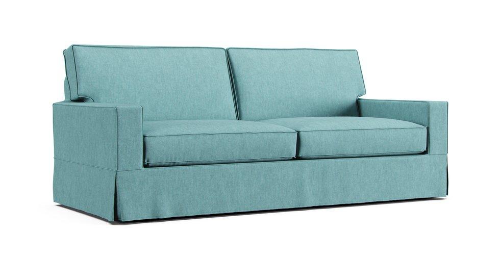 PB Comfort Square Arm Grand Sofa Slipcover - Care+ Tweed Mineral Blue