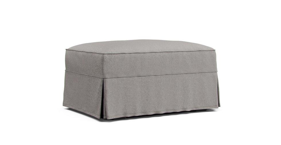 PB Comfort Ottoman Slipcover - Care+ Canvas Ash