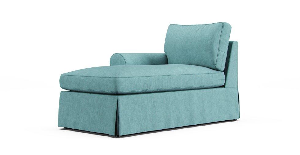 Pearce Roll Arm Left/Right Arm Chaise Slipcover - Care+ Tweed Mineral Blue