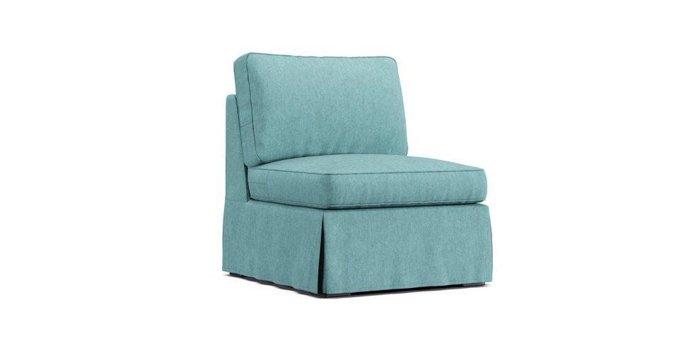 Pearce Roll Armless Chair Slipcover - Care+ Tweed Mineral Blue