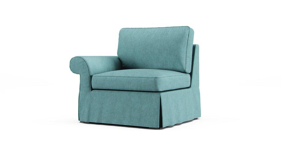 Pearce Roll Arm Left/Right Arm Chair Slipcover - Care+ Tweed Mineral Blue