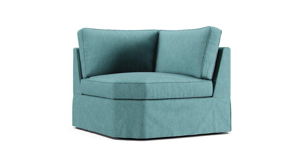 PB Pearce Roll Arm Wedge Seat Slipcover - Care+ Tweed Mineral Blue