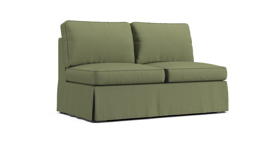 Pearce Roll Arm Armless Loveseat Slipcover - Care+ Canvas Sage