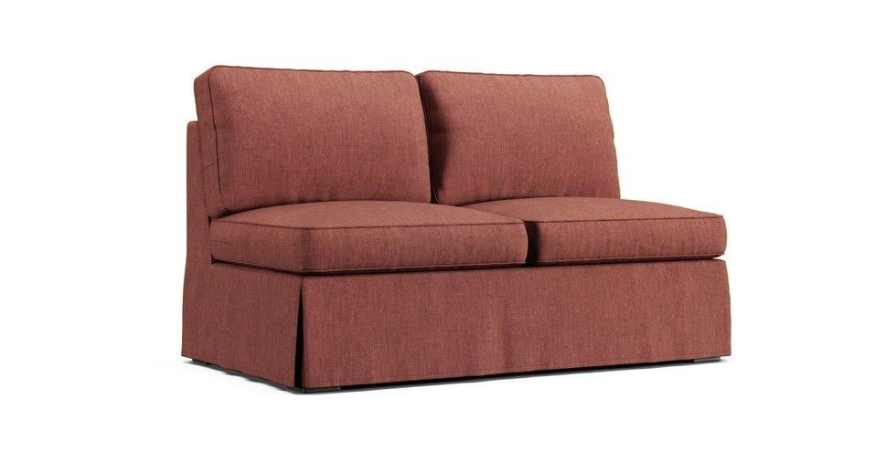 Pearce Roll Arm Armless Loveseat Slipcover - Care+ Tweed Sunset