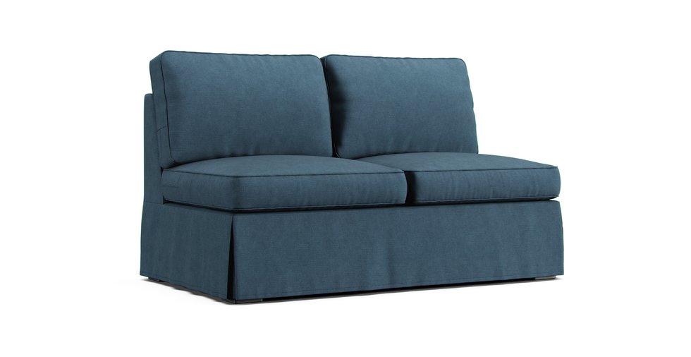 Pearce Roll Arm Armless Loveseat Slipcover - Care+ Tweed Teal