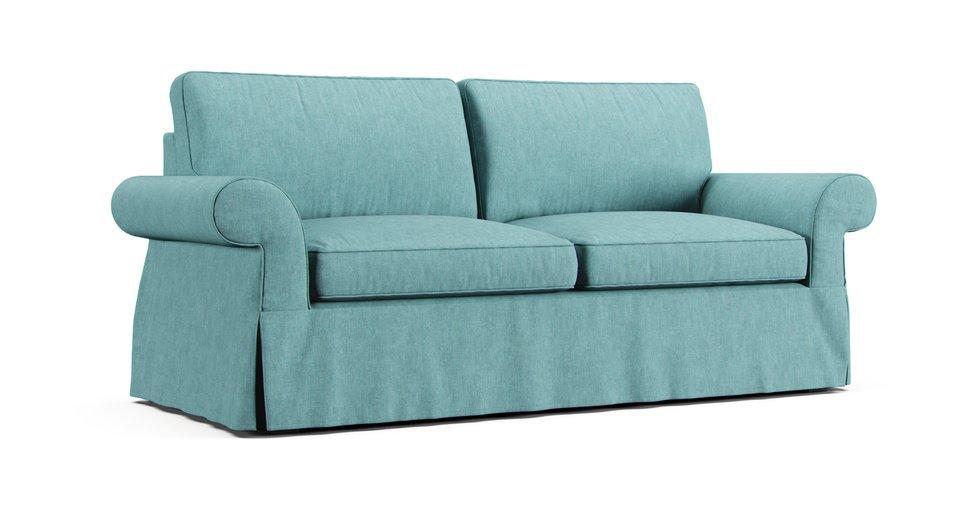 PB Pearce Roll Arm Grand Sofa Slipcover - Care+ Tweed Mineral Blue