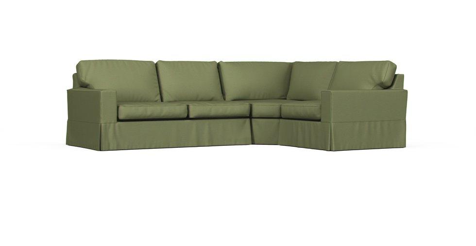Pearce Square Arm 3-Piece Sectional with Wedge Slipcover - Care+ Canvas Sage