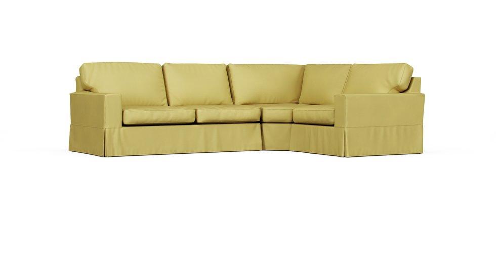 Pearce Square Arm 3-Piece Sectional with Wedge Slipcover - Care+ Tweed Amber