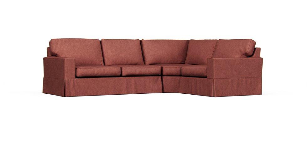 Pearce Square Arm 3-Piece Sectional with Wedge Slipcover - Care+ Tweed Sunset