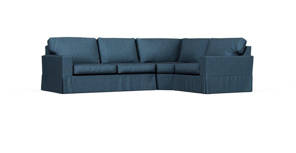 Pearce Square Arm 3-Piece Sectional with Wedge Slipcover - Care+ Tweed Teal