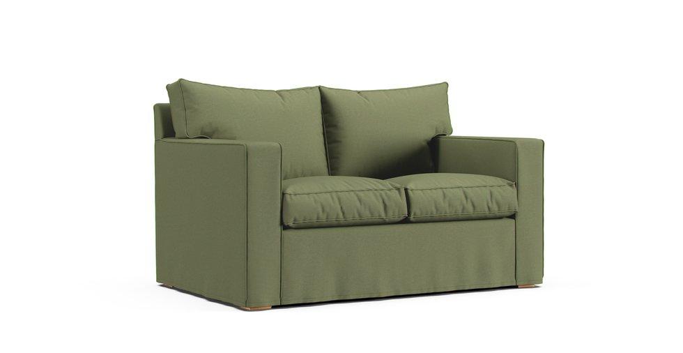 PB Square Loveseat Slipcover - Care+ Canvas Sage