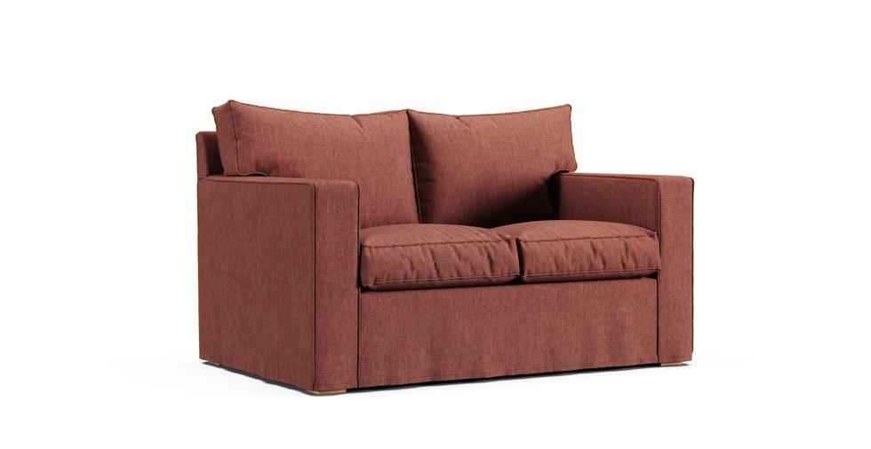 PB Square Loveseat Slipcover - Care+ Tweed Sunset