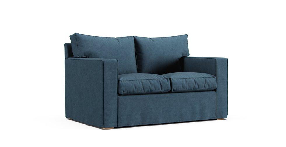 PB Square Loveseat Slipcover - Care+ Tweed Teal