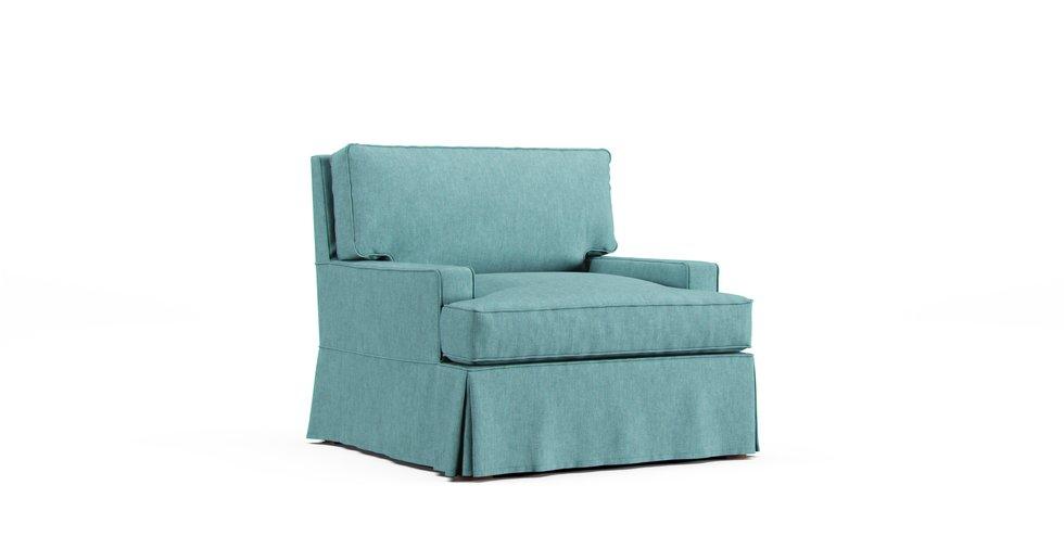 Seabury Armchair Slipcover - Care+ Tweed Mineral Blue