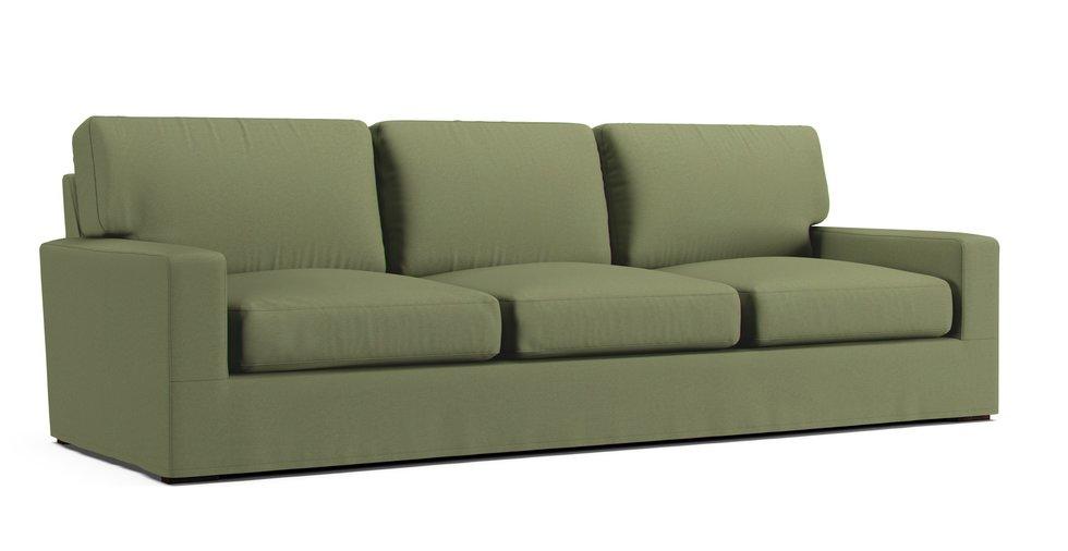 Turner Square Arm Grand Sofa Slipcover - Care+ Canvas Sage