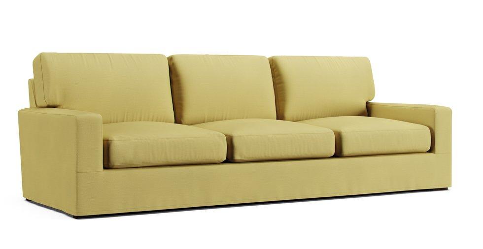 Turner Square Arm Grand Sofa Slipcover - Care+ Tweed Amber