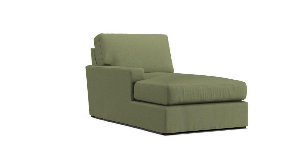 Turner Square Arm Leather Standard Chaise Section Slipcover - Care+ Canvas Sage
