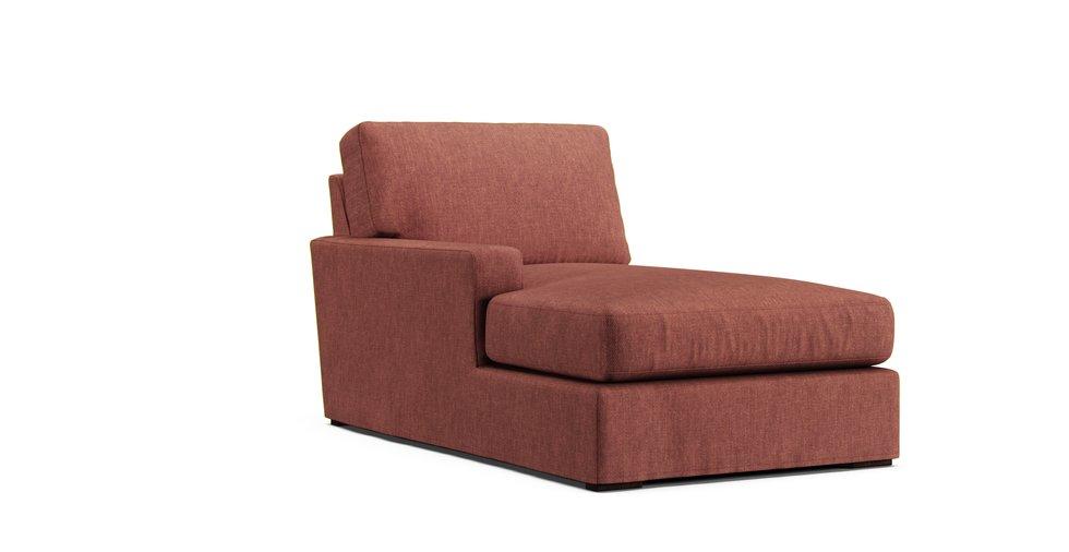 Turner Square Arm Leather Standard Chaise Section Slipcover - Care+ Tweed Sunset