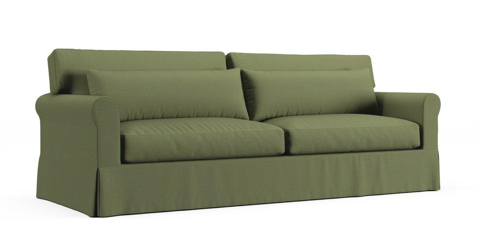 York Roll Arm Deep Seat Two Seat Cushions 97" Grand Sofa Slipcover - Care+ Canvas Sage